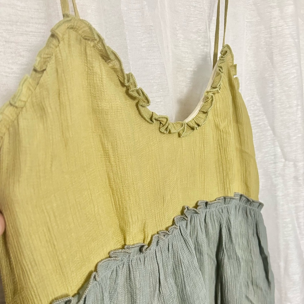 Tiered color block tank dress